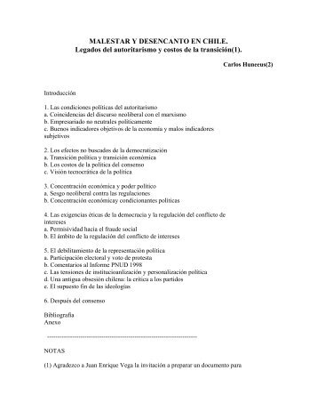 Malestar y Desencanto en Chile - Desarrollo Humano en Chile