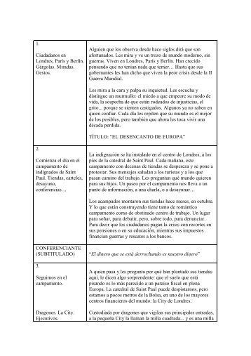 Guión del reportaje disponible on line (formato PDF) - RTVE.es