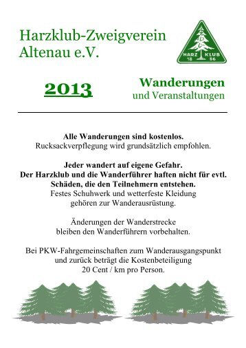 Wanderplan 2013 [PDF] - Harzklub eV