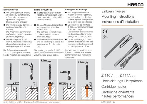 Z 110 /. . ., Z  111/. . . Hochleistungs-Heizpatrone Cartridge ... - Hasco