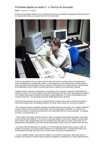 Profissões ligadas ao áudio 5 - o Técnico de Gravação - QG da Luz