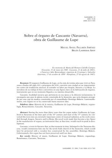 Sobre el órgano de Cascante (Navarra) - Institución Fernando el ...