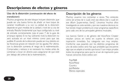 Especificaciones técnicas - TC-Helicon