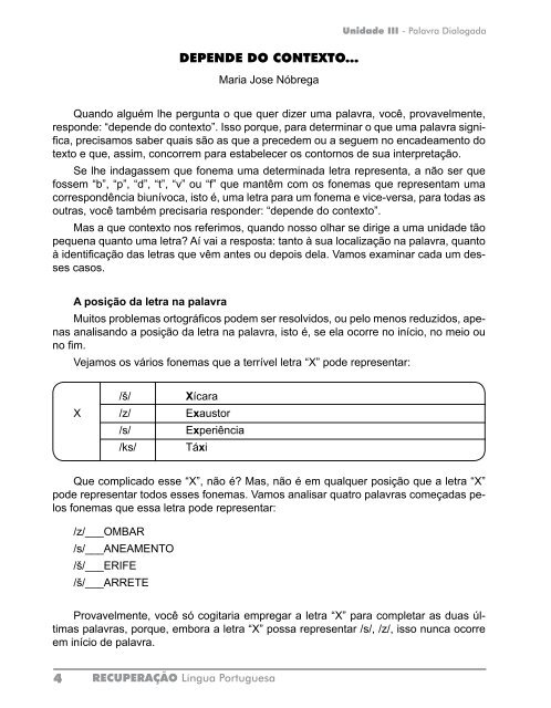 aprender os padrões da linguagem escrita de modo reflexivo