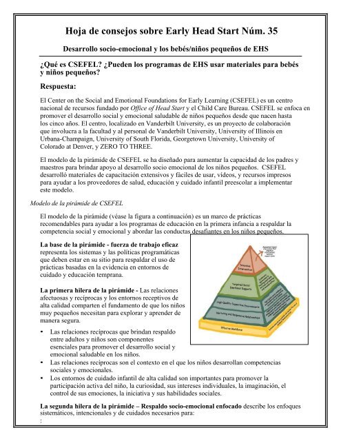 ¿Qué es CSEFEL? ¿Pueden los programas de EHS