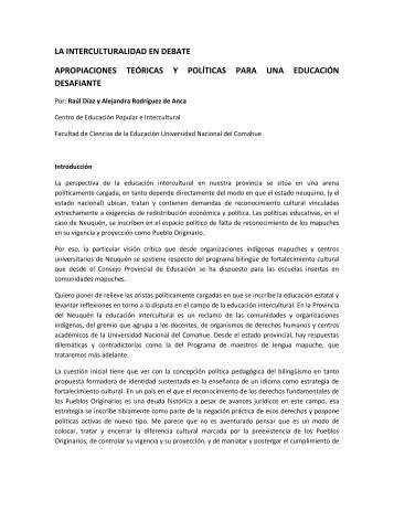 la interculturalidad en debate apropiaciones teóricas y políticas para ...