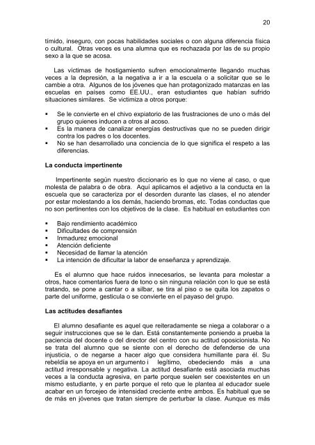 Los problemas de conducta en la escuela - Ministerio de Educación