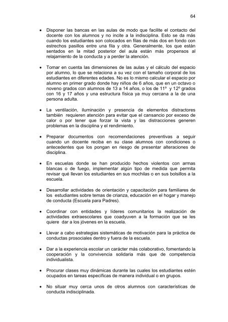 Los problemas de conducta en la escuela - Ministerio de Educación