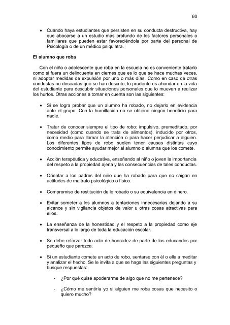 Los problemas de conducta en la escuela - Ministerio de Educación