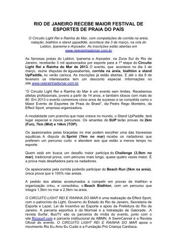 Press Release Rei e Rainha do Mar Primeira Etapa 2013