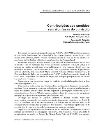 Contribuições aos sentidos sem fronteiras do currículo