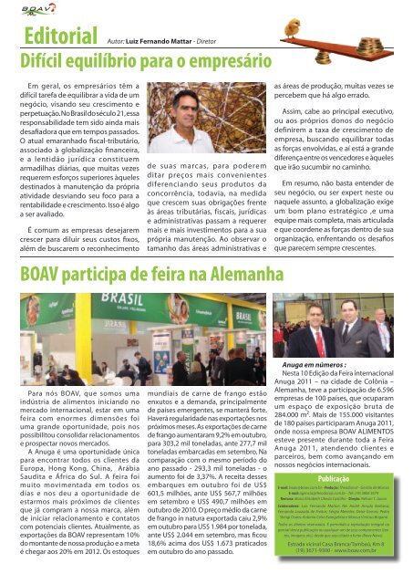 Editorial Autor: Luiz Fernando Mattar - Diretor - BOAV Alimentos Ltda