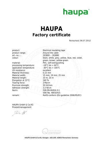 Electrical insulating tape - Haupa