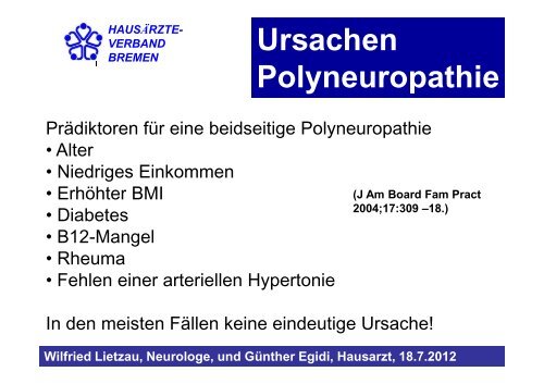 Neurologisches in der Hausarztpraxis - Hausärzteverband Bremen eV