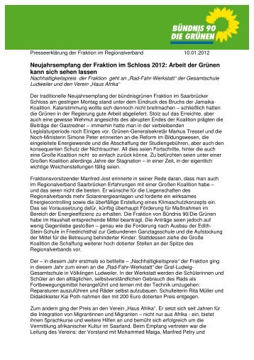 Neujahrsempfang der Fraktion im Schloss 2012 ... - HausAfrika.de