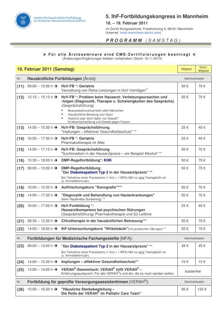 5. IhF-Fortbildungskongress in Mannheim - Hausärzteverband ...
