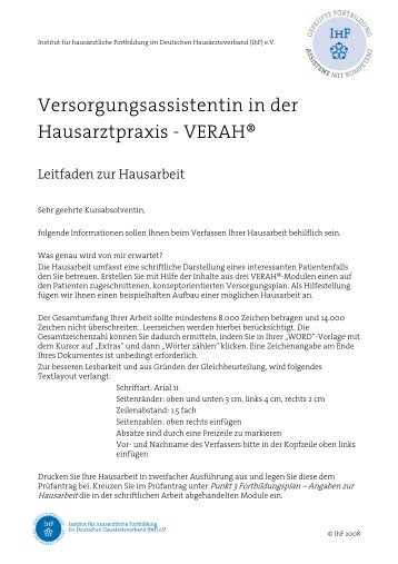 Hausarztpraxis - VERAH® Versorgungsassistentin in der