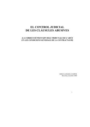 el control judicial de les clàusules abusives - Agència Catalana del ...