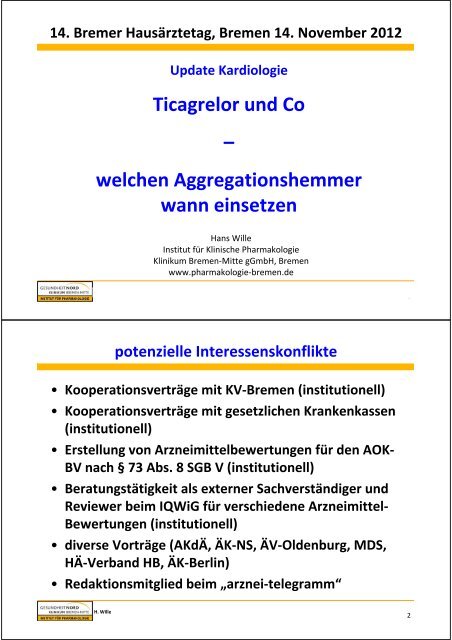 Aggregationshemmer - Hausärzteverband Bremen eV
