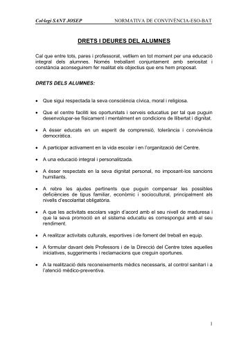 Normativa de convivència 2012-2013 (ESO-BAT) - Col·legi Sant Josep