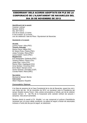28/11/2012 Ple municipal ordinari - Ajuntament de Navarcles