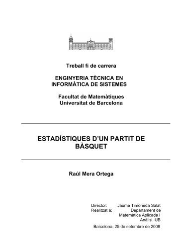 estadístiques d'un partit de bàsquet - Universitat de Barcelona