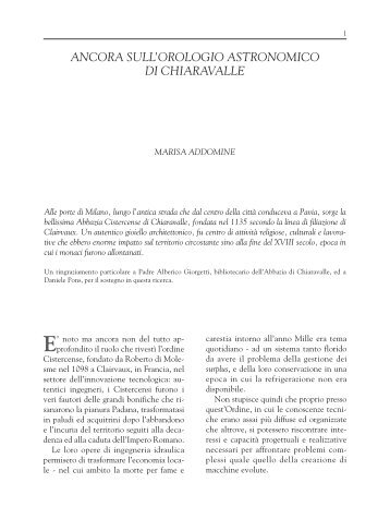 ancora sull'orologio astronomico di chiaravalle - Orologiko