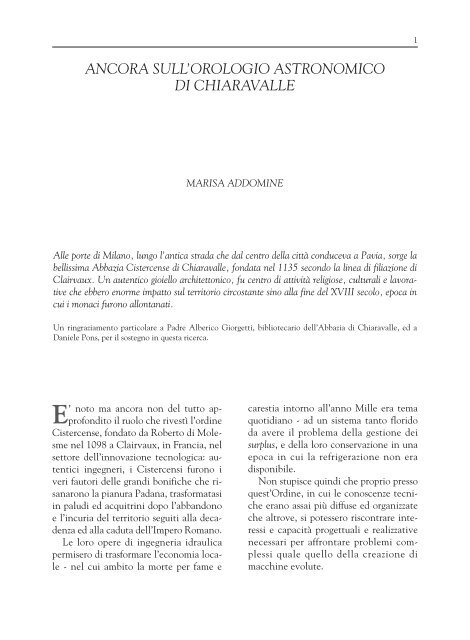 ancora sull'orologio astronomico di chiaravalle - Orologiko