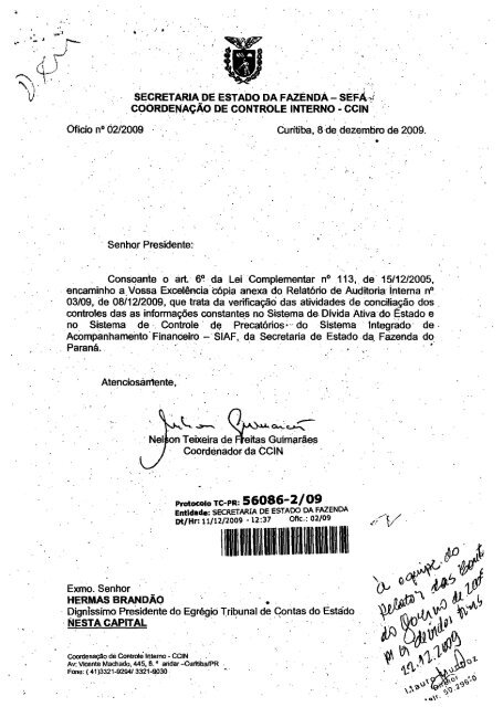 Relatório de Auditoria Interna nº 03/09 - Estado do Paraná