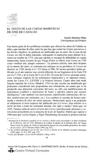 El texto de las Cartas marruecas de José de Cadalso