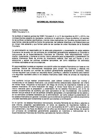 INFORME DEL REVISOR FISCAL - HSBC