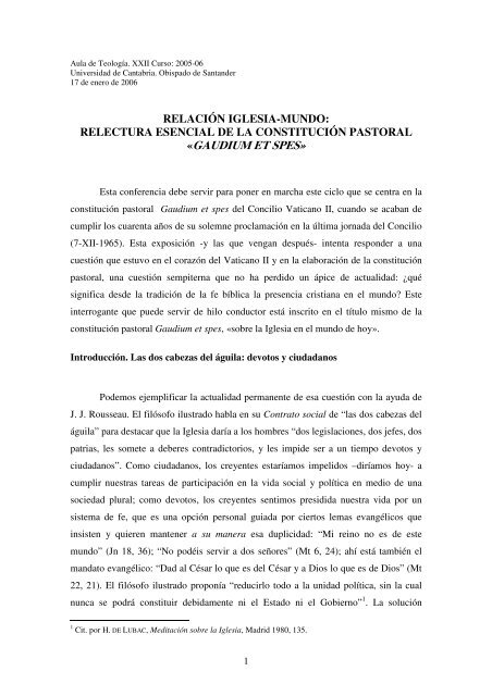 Relectura esencial de la Constitución Pastoral "Gaudium et Spes"