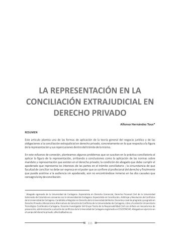 la representación en la conciliación extrajudicial en derecho privado