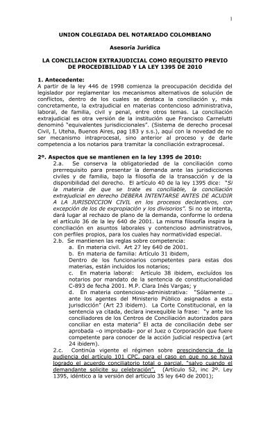 la conciliacion extrajudicial como requisito previo de procedibilidad ...