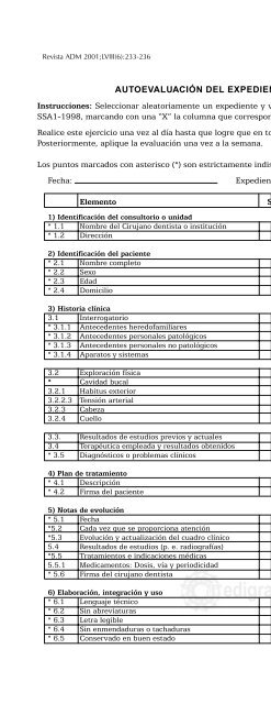 Guía de autoevaluación del expediente clínico ... - edigraphic.com