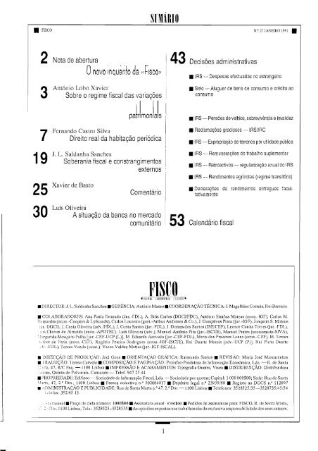 “Soberania fiscal e constrangimentos externos”, Fisco, 27 (1991).