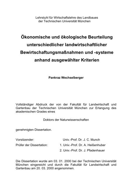 Lehrstuhl für Wirtschaftslehre des Landbaues - Haus im Moos