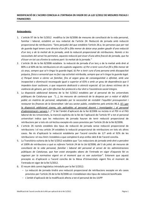 Acord concilia retallat - CCOO UAB