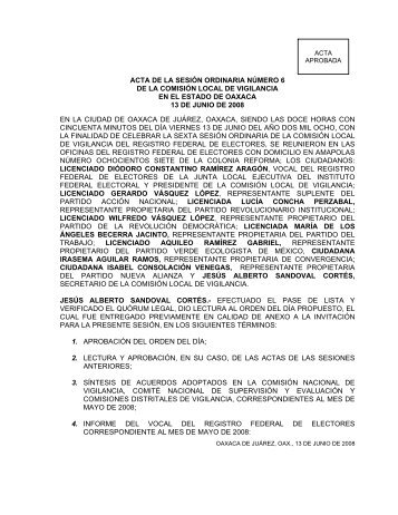 Acta del 13 de Junio del 2008 - Instituto Federal Electoral