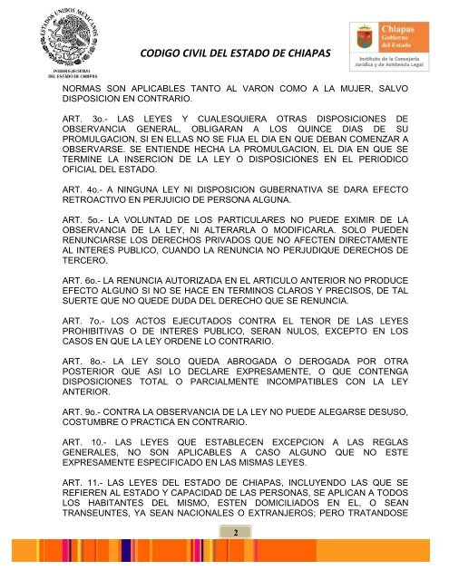 Código Civil del Estado de Chiapas - Instituto de la Consejería ...