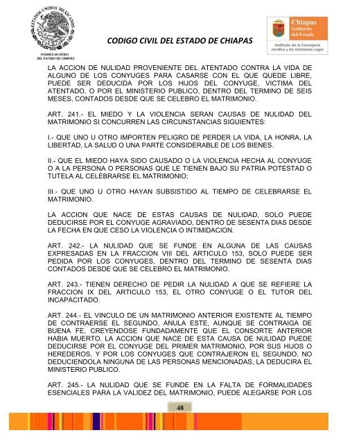 Código Civil del Estado de Chiapas - Instituto de la Consejería ...