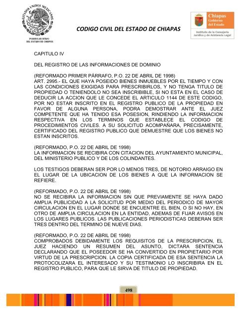 Código Civil del Estado de Chiapas - Instituto de la Consejería ...