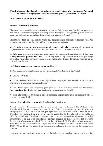 (cl\340usules assegurances) - Ajuntament des Castell