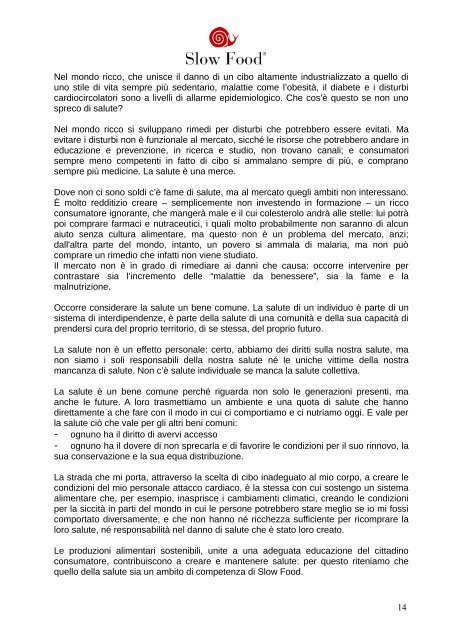 La centralità del cibo - Documento programmatico 2012 ... - Slow Food