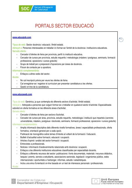 PORTALS DE RECERCA DE FEINA INTERSECTORIALS