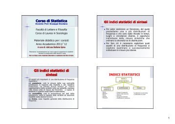 Gli indici statistici di sintesi - Università degli Studi di Salerno