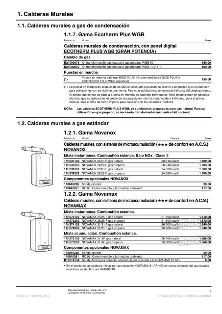 Descargar la Tarifa Completa 2013 - Baxi