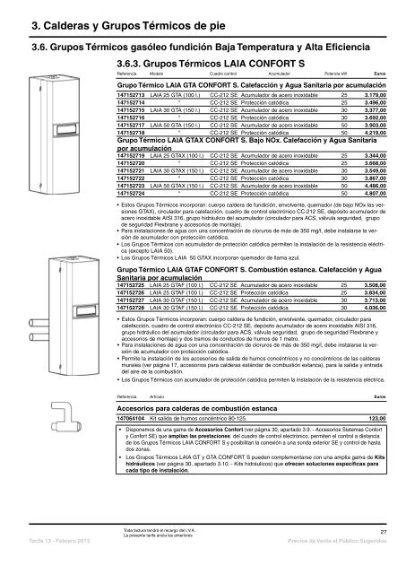 Descargar la Tarifa Completa 2013 - Baxi