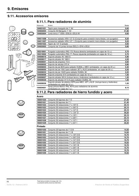 Descargar la Tarifa Completa 2013 - Baxi