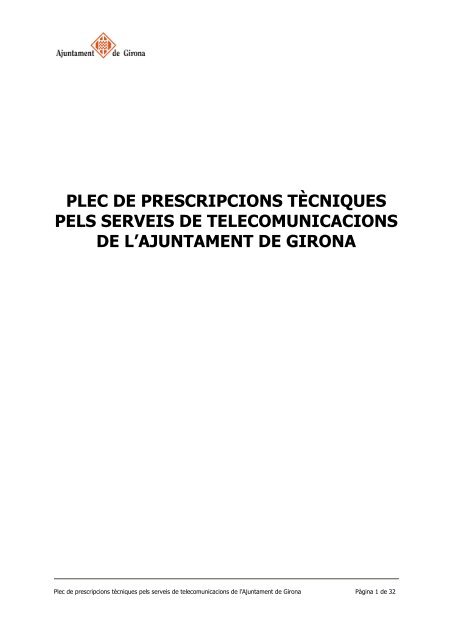 plec de prescripcions tëcniques pels serveis de telecomunicacions ...